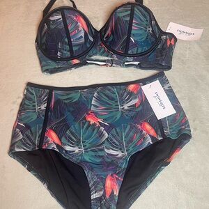 Swimsuits For All Multicolor Tropical Print Bikini Bottom